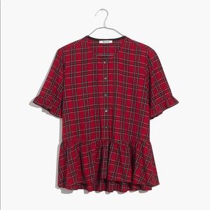 NWT Madewell Ruffle-Hem Top in Clanton Plaid